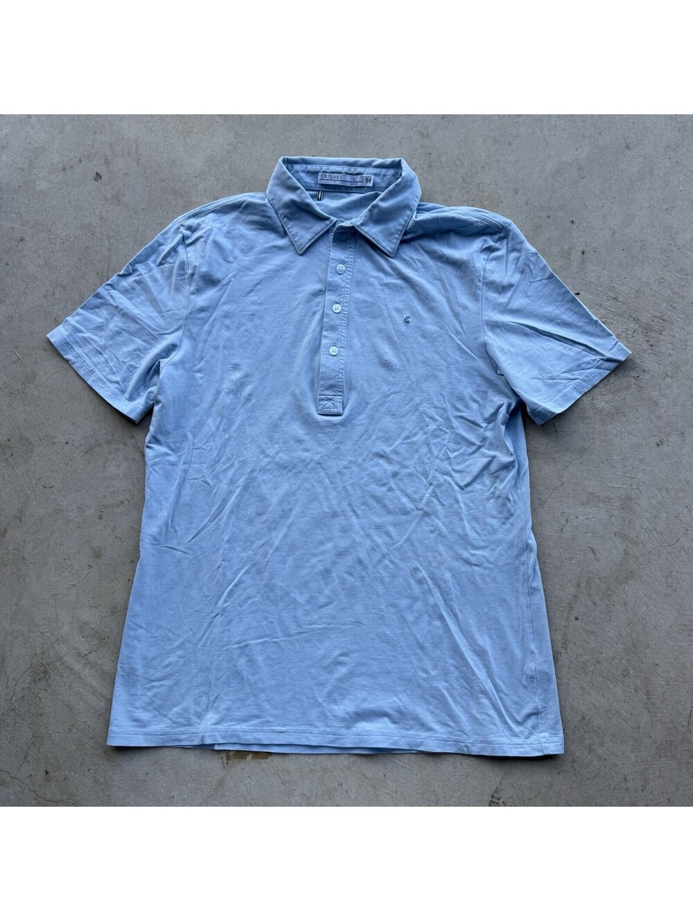 Criquet Slim Fit Polo Shirt Men's L Blue Casual Comfort Preppy
